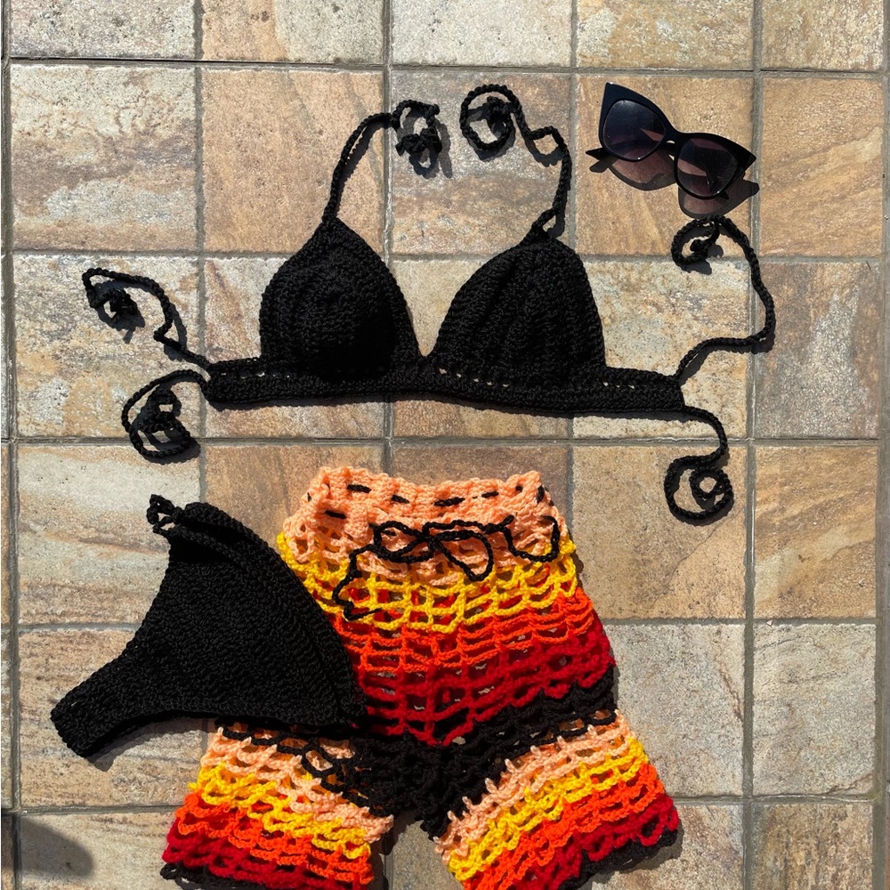 Handmade Crochet Ombré Mesh Shorts | Festival Cover Up | Boho Beachwear